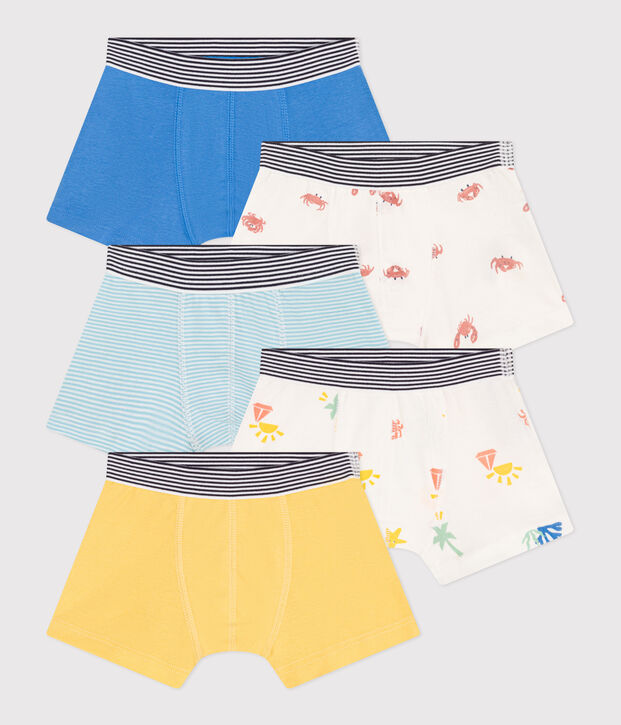 Lot de 5 boxers enfant en coton imprim&eacute; multicouleur