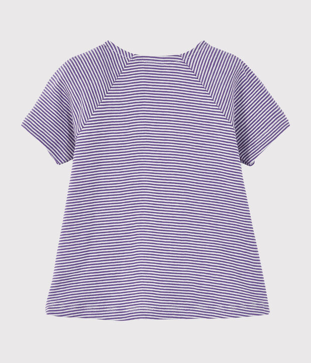 Tee shirt manches courtes b&eacute;b&eacute; fille violet/blanc