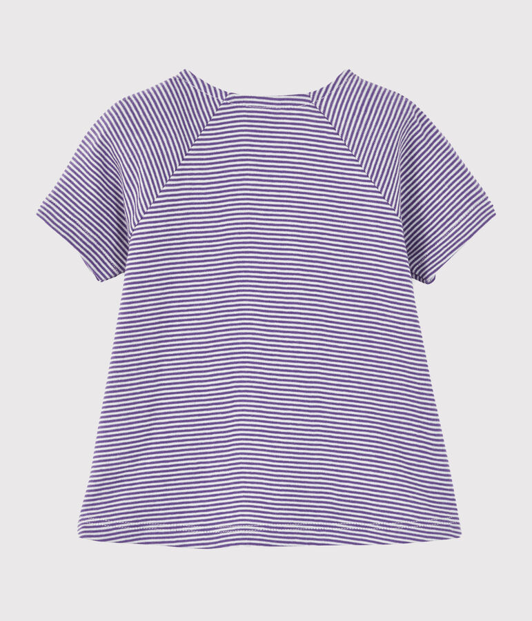 Tee shirt manches courtes b&eacute;b&eacute; fille violet REAL/blanc MARSHMALLOW