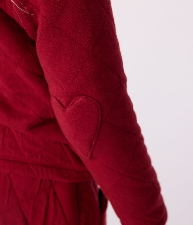 Cardigan enfant en coton uni rouge AMARANTE