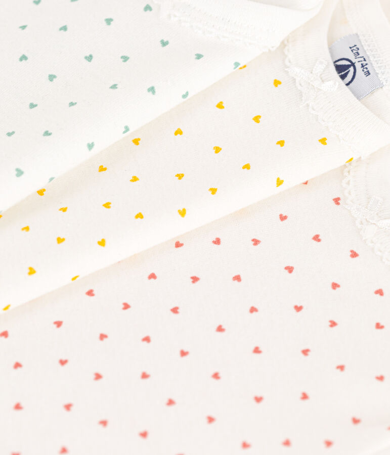 Lot de 3 bodies manches courtes coeurs en coton variante 1