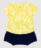 Ensemble deux pièces imprimé Hawaï en popeline bio bébé jaune ORGE/blanc MARSHMALLOW