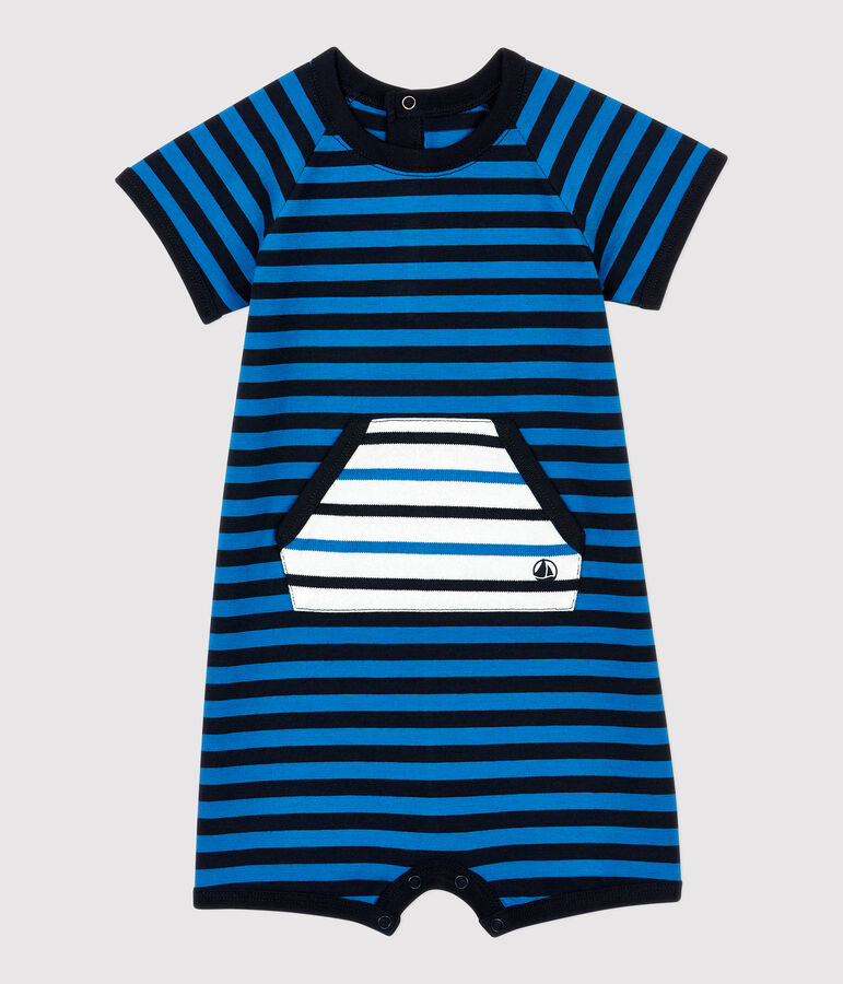 Combicourt en coton b&eacute;b&eacute;. bleu SMOKING/ RUISSEAU