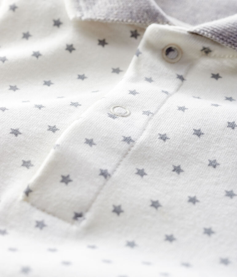 Body manches longues col polo b&eacute;b&eacute; blanc/gris