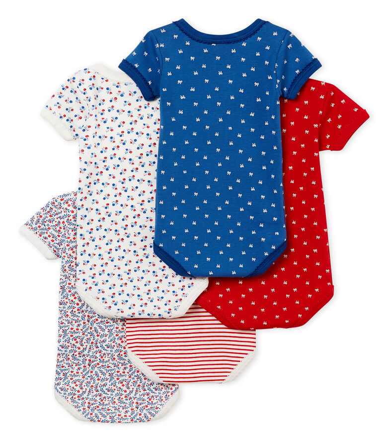 Lot de 5 bodies manches courtes b&eacute;b&eacute; fille multicouleur