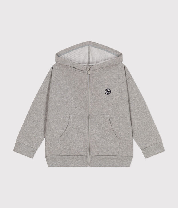Sweatshirt zipp&eacute; &agrave; capuche en molleton enfant gar&ccedil;on gris
