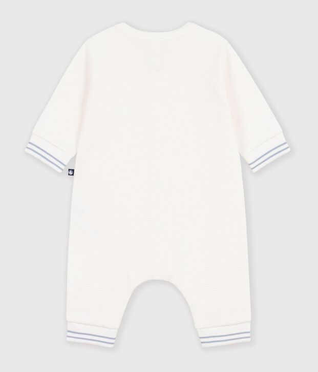 Combinaison b&eacute;b&eacute; en coton uni blanc