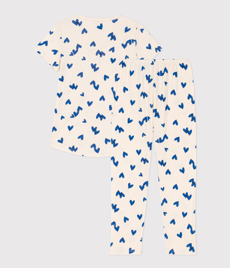 Pyjama manches courtes petite fille en coton blanc AVALANCHE/ MULTICO