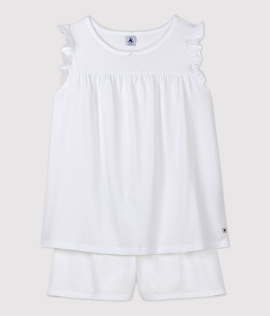 Pyjacourt blanc fille-femme en coton fin blanc ECUME