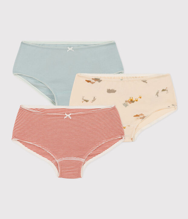 Lot de 3 shorties animaux en coton petite fille multicouleur
