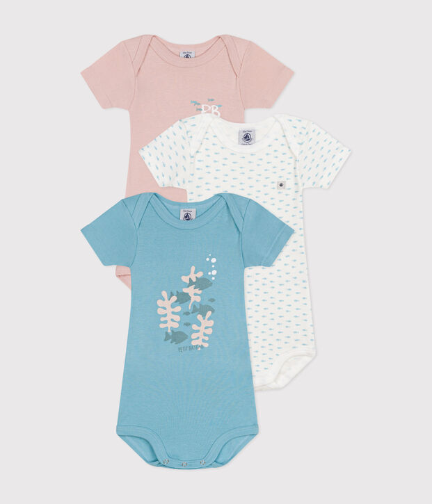 Lot de 3 bodies manches courtes en coton multicouleur