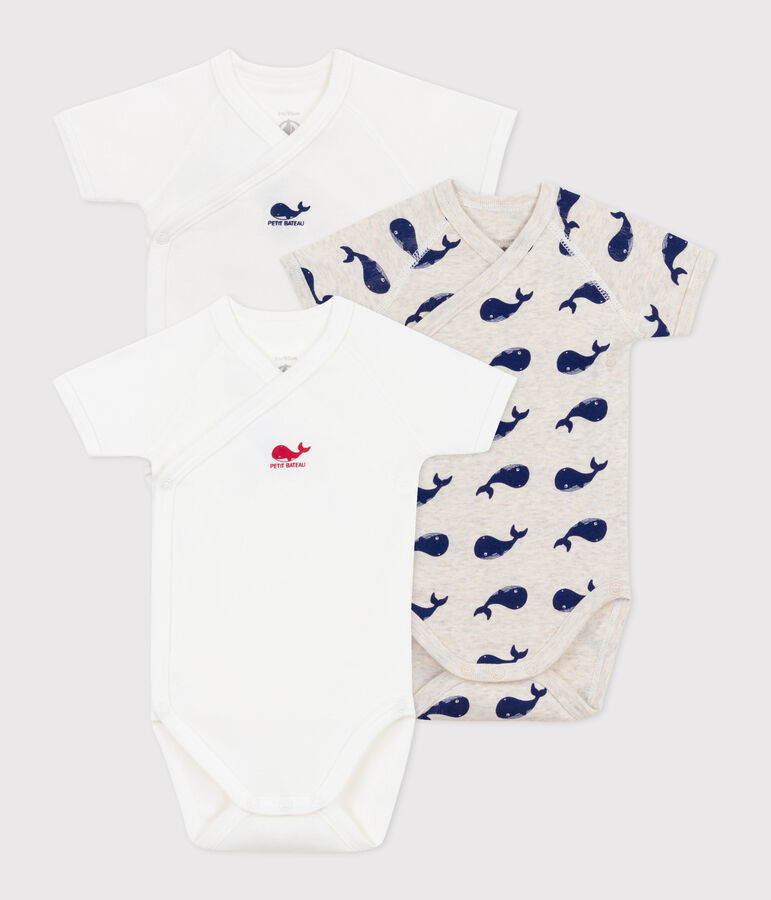 Lot de 3 bodies crois&eacute;s manches courtes en coton imprim&eacute; b&eacute;b&eacute; variante 1