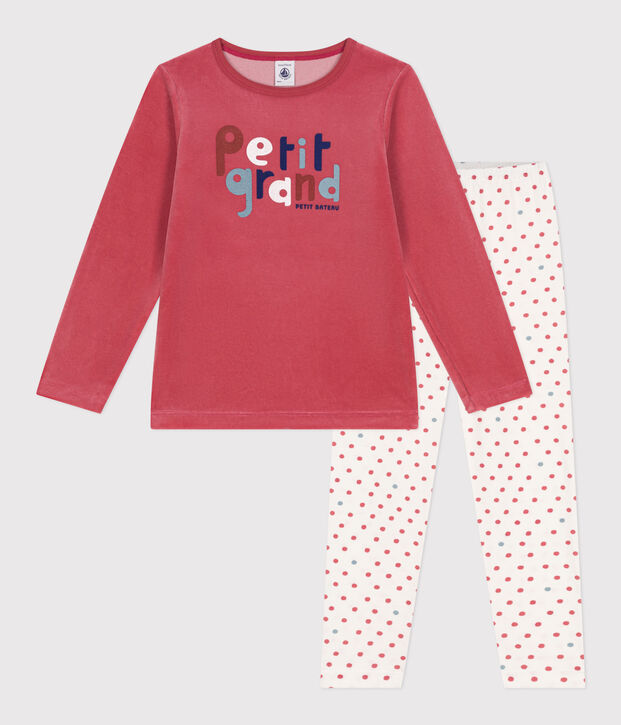Pyjama en velours enfant rose/multicouleur