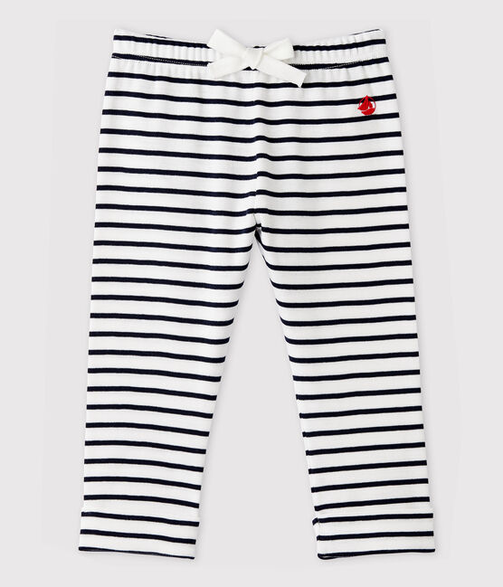 Pantalon en coton bébé fille/bébé garçon blanc MARSHMALLOW/bleu SMOKING