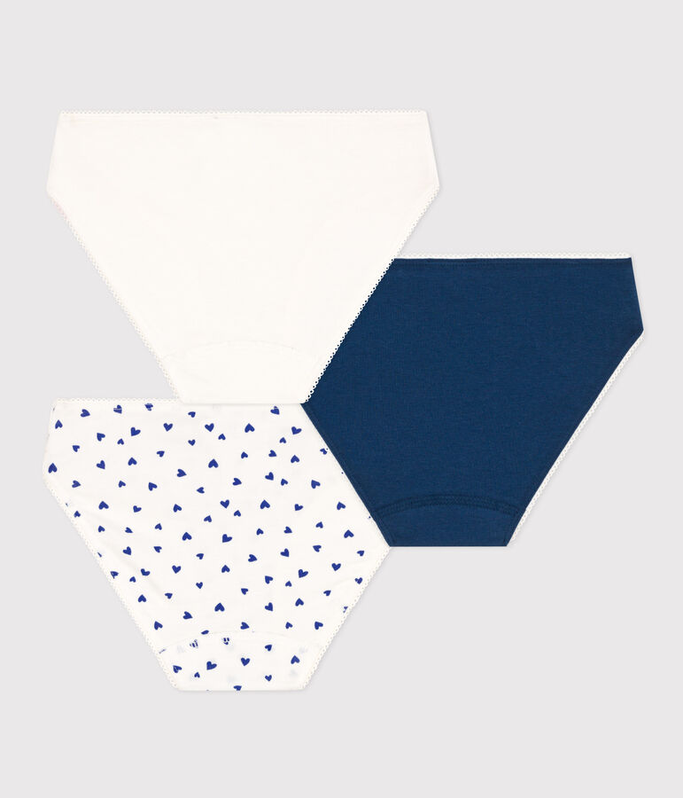 Lot de 3 culottes c&oelig;ur en coton et &eacute;lasthanne petite fille variante 1