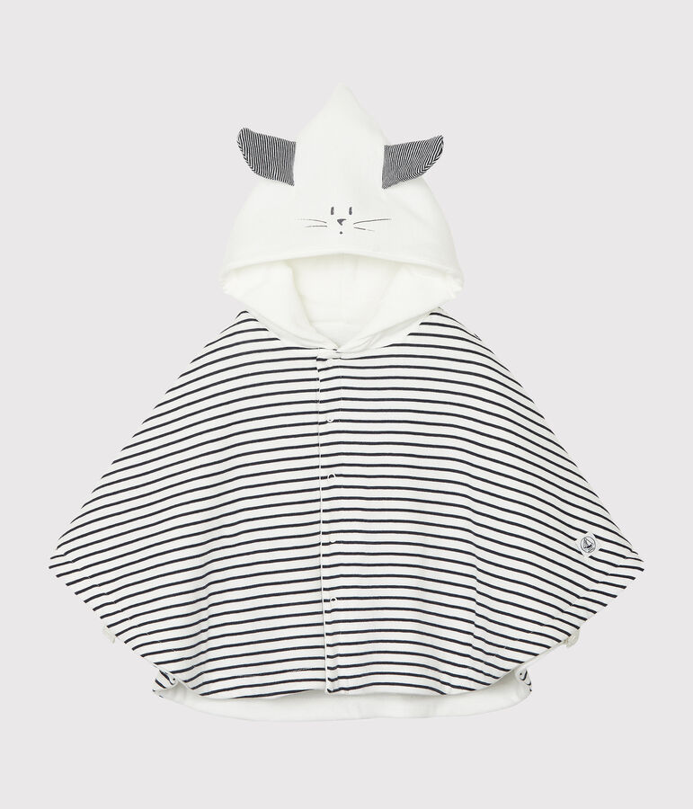 Cape iconique b&eacute;b&eacute; mixte en c&ocirc;te ouatin&eacute;e blanc/bleu