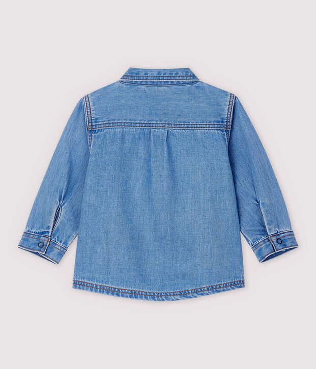 Chemise manches longues en denim l&eacute;ger b&eacute;b&eacute; gar&ccedil;on bleu