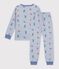 Pyjama enfant en molleton imprim&eacute; skieurs bleu/multicouleur