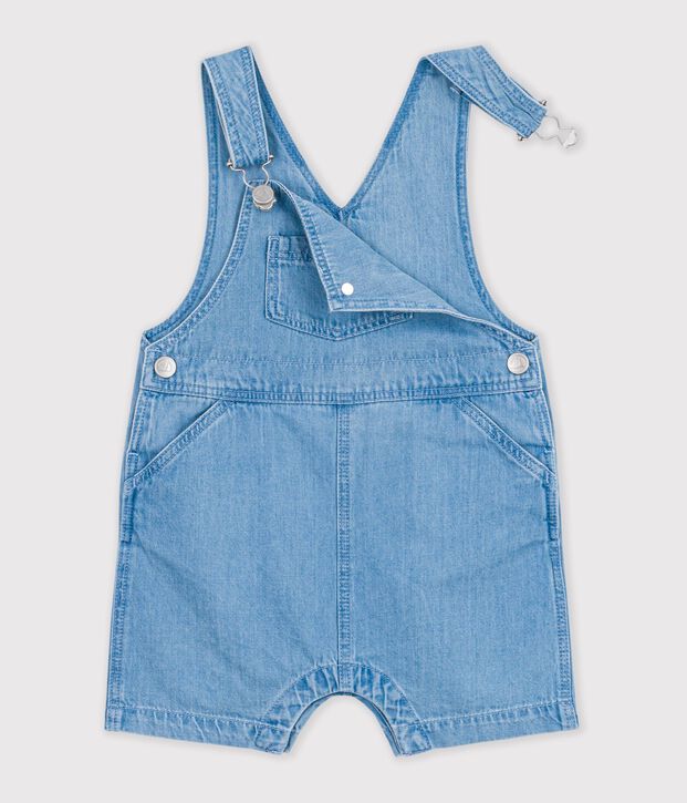 Salopette courte b&eacute;b&eacute; en denim l&eacute;ger bleu