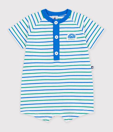Combinaison courte bébé en coton rayée