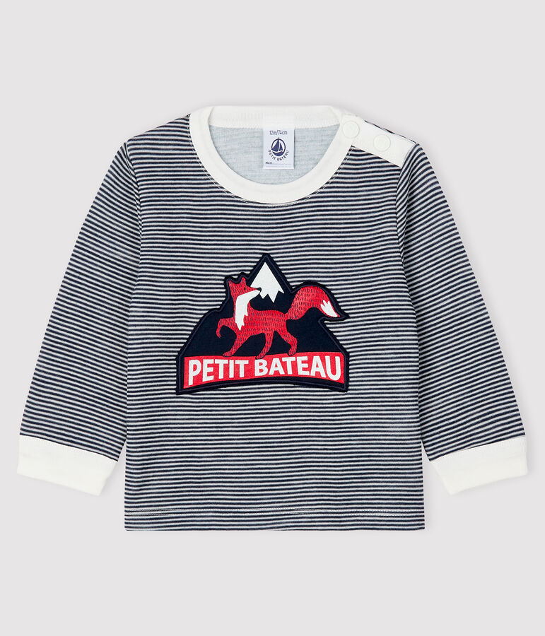 Tee-shirt b&eacute;b&eacute; gar&ccedil;on bleu SMOKING/blanc MARSHMALLOW