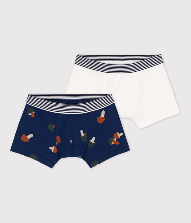 Lot de 2 boxers champignon petit gar&ccedil;on en coton multicouleur