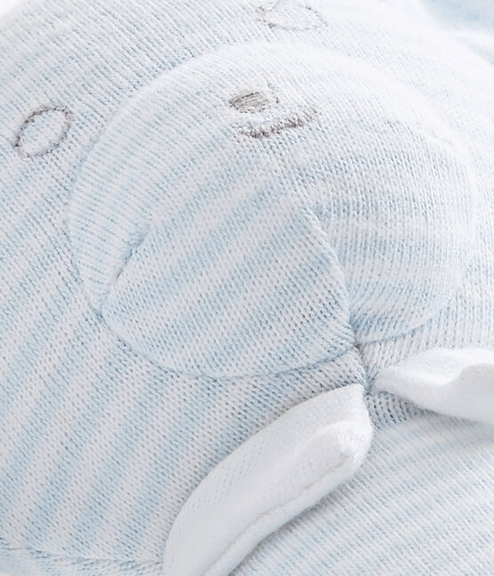 Doudou ourson rayé milleraies bleu FRAICHEUR/blanc ECUME CN