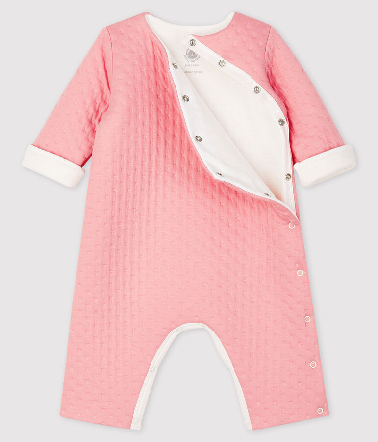 Combinaison longue b&eacute;b&eacute; en tubique matelass&eacute; rose