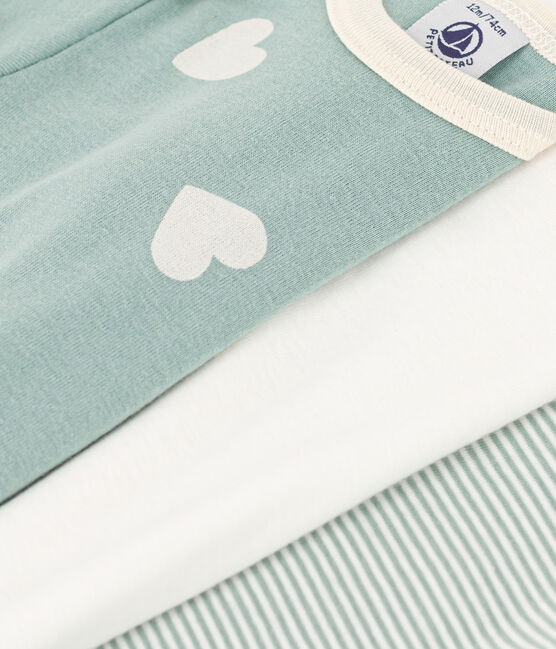 Lot de 3 bodies manches longues coeurs bébé en coton variante 1