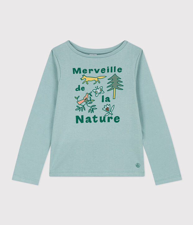 Tee-shirt manches longues en coton enfant fille vert