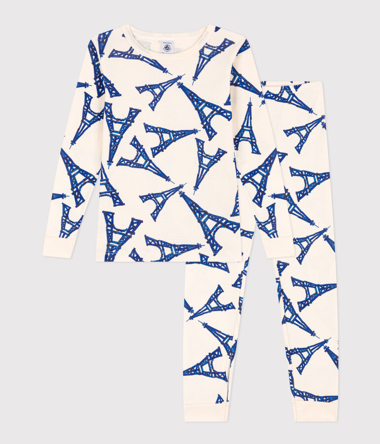 Pyjama ajust&eacute; en coton enfant blanc AVALANCHE/ MULTICO