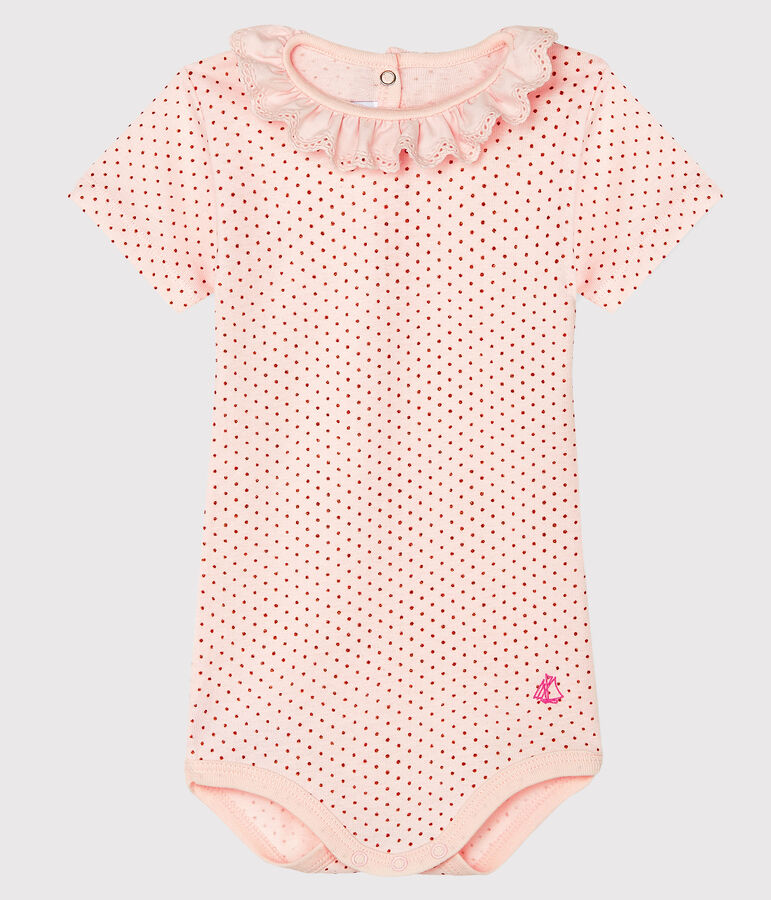 Body b&eacute;b&eacute; fille &agrave; collerette rose/rose