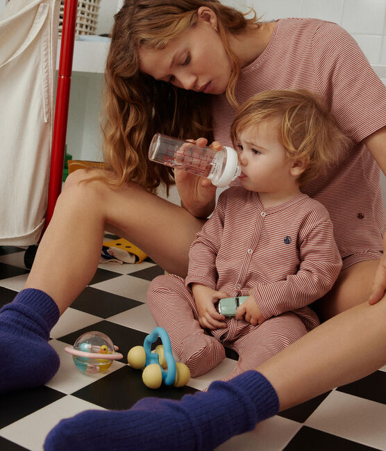 Pyjama à rayures en coton bébé FAMEUX/ MARSHMALLOW