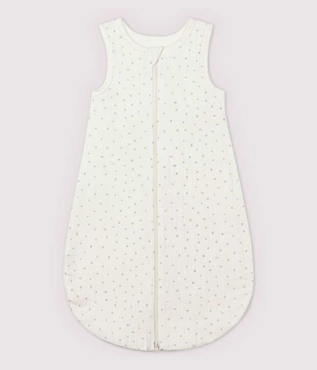 Gigoteuse blanche &agrave; &eacute;toiles b&eacute;b&eacute; en tissu couche en coton biologique blanc/gris