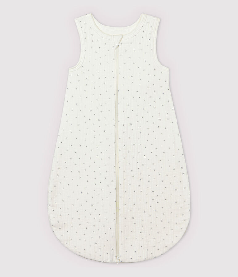 Gigoteuse blanche &agrave; &eacute;toiles b&eacute;b&eacute; en tissu couche en coton biologique blanc MARSHMALLOW/gris GRIS