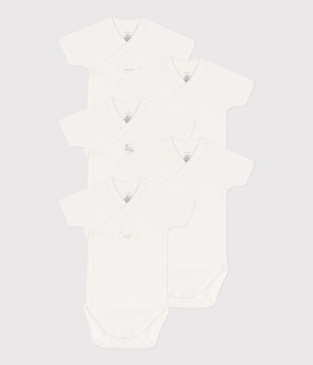 Lot de 5 bodies crois&eacute;s manches courtes en coton multicouleur