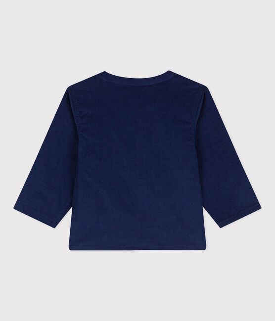 Chemise manches longues bébé en velours extra fin BLEU FONCE