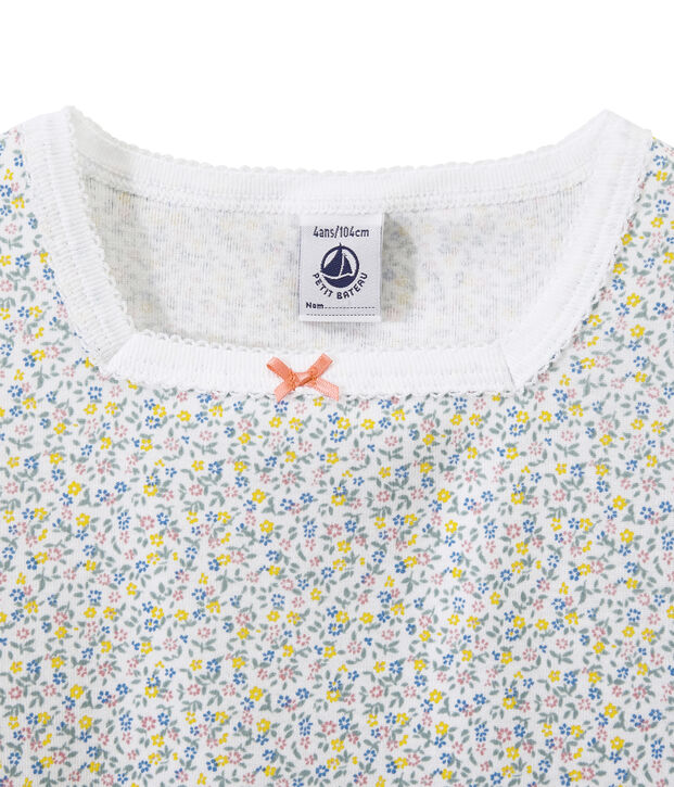 Chemise de nuit fille imprim&eacute;e blanc/multicouleur