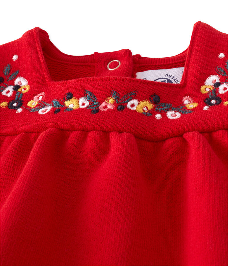 Robe b&eacute;b&eacute; fille en molleton brod&eacute; rouge FROUFROU