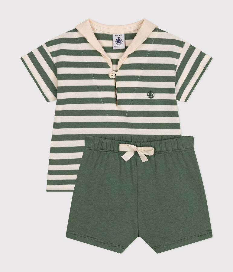 Ensemble tee-shirt et short en jersey b&eacute;b&eacute; vert CROCO/ AVALANCHE