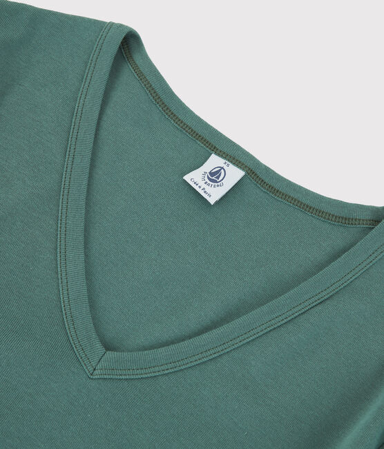 T-shirt col V iconique en coton Femme vert VALLEE