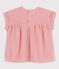 Blouse manches courtes en coton bio bébé rose PAPAYE/ MARSHMALLOW