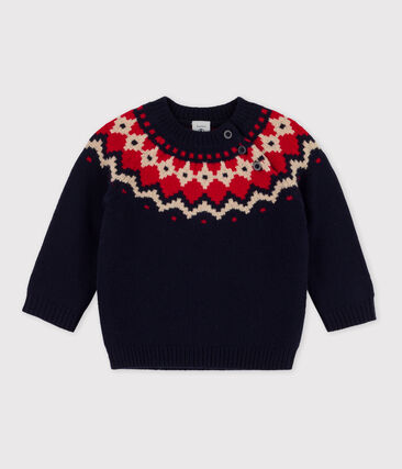 PETIT BATEAU - Pull jacquart en tricot laine et coton bébé
