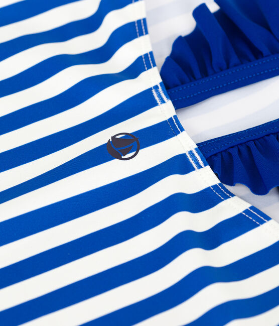 Maillot de bain une pièce enfant à rayures bleu SURF/blanc MARSHMALLOW