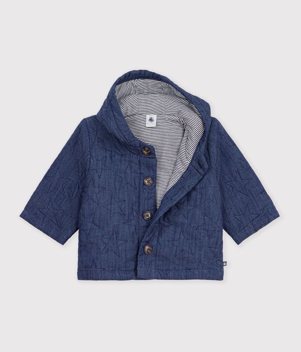 Veste b&eacute;b&eacute; en denim matelass&eacute; brod&eacute; &eacute;toiles bleu