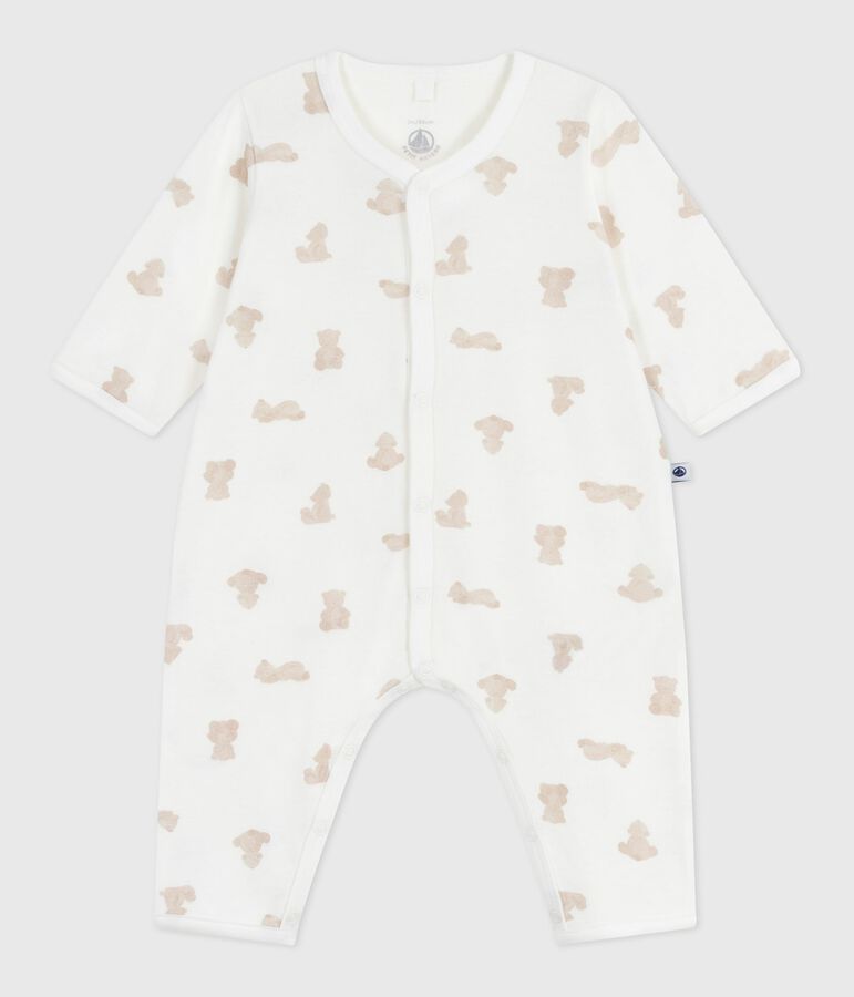 Pyjama b&eacute;b&eacute; sans pieds en coton imprim&eacute; ours MARSHMALLOW/ BRUN