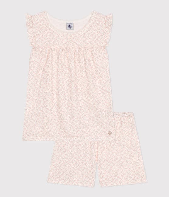 Pyjama short imprimé fleur en coton enfant MARSHMALLOW/ PANTY