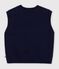 Pull sans manches femme en laine et coton uni bleu marine