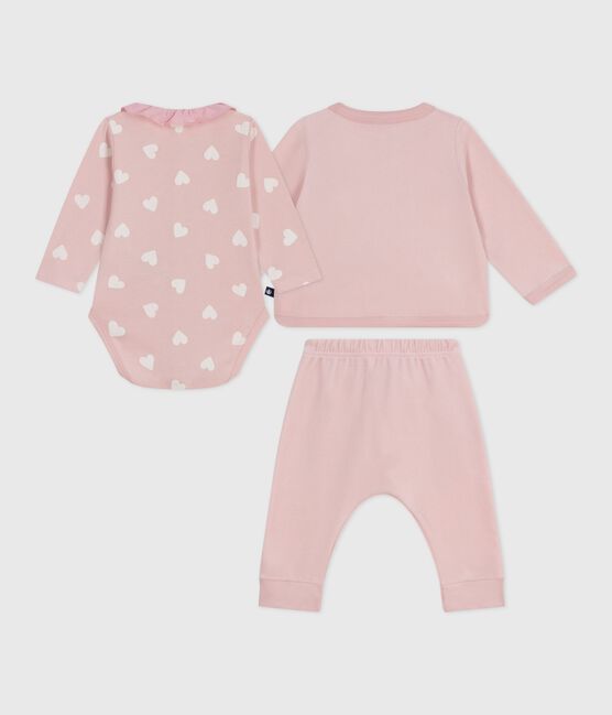 Ensemble cadeau bébé 2 pièces en velours et body imprimé cœurs rose JOLI