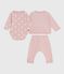 Ensemble cadeau bébé 2 pièces en velours et body imprimé cœurs rose JOLI